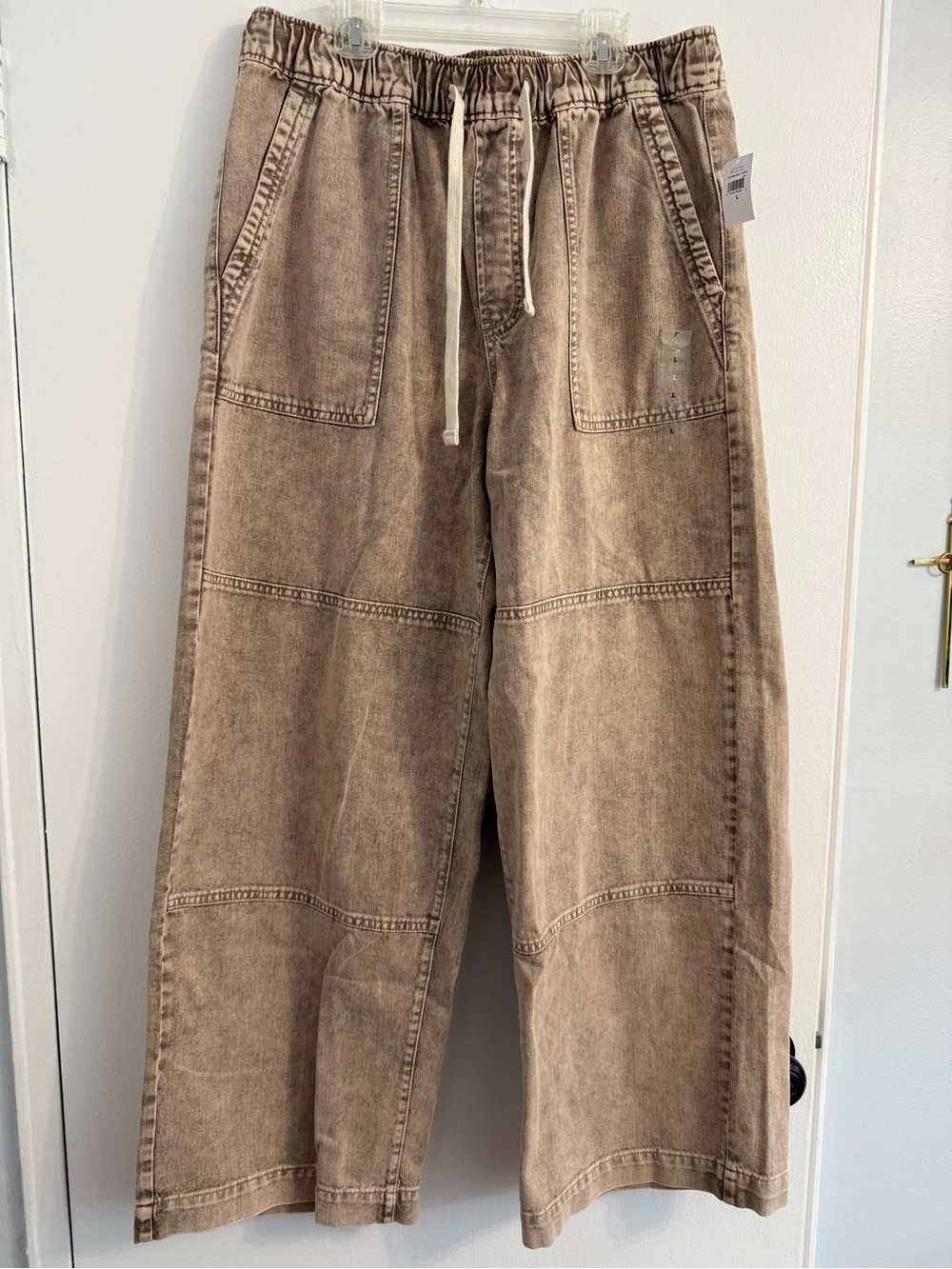 GAP Wide Leg Drawstring Pants in Washed Taupe NWT
